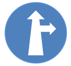 Sign 23 Compulsory Ahead or Turn Right
